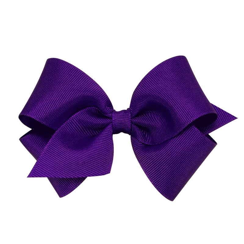 Wee Ones Girls' Plain Wrap Classic Grosgrain Hair Bows on a WeeStay No-Slip Hair Clip, Handmade, Small, Purple - Image 1